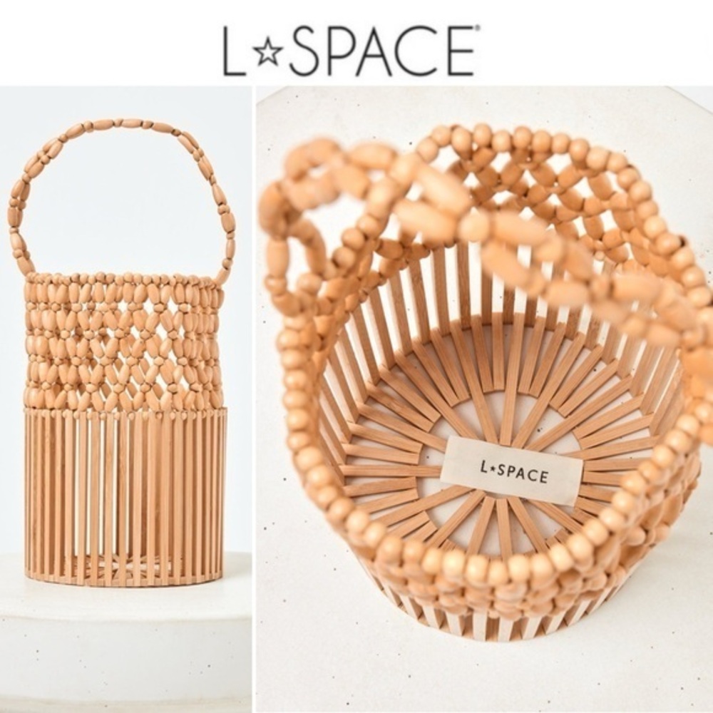 L*Space Casanova Stand Up Bucket Wooden Beaded Bag
NWT 145$
